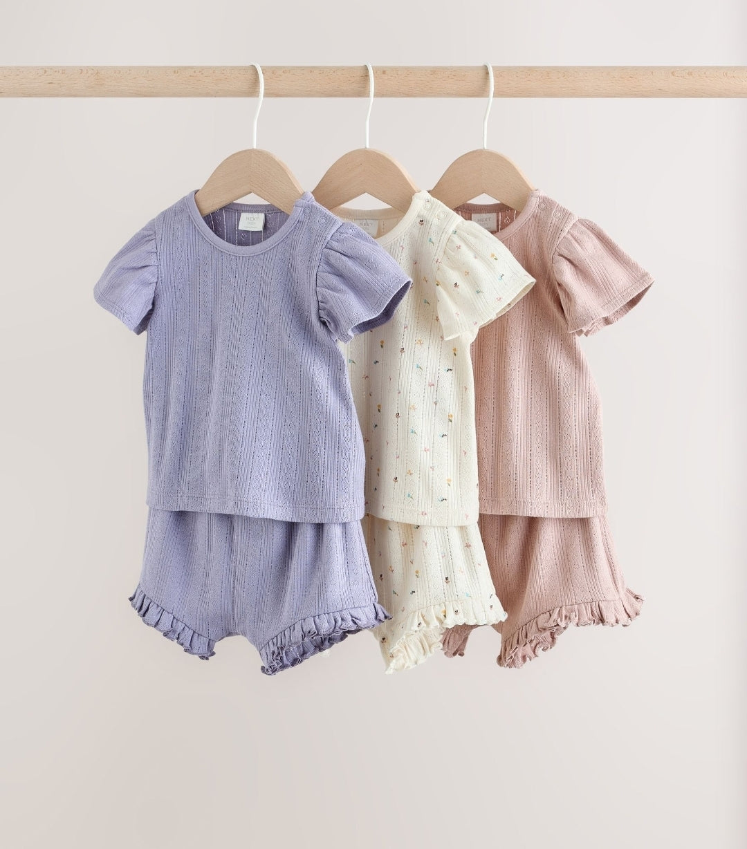 Purple Floral Short Sleeve Top and Shorts Baby Set 6 Piece