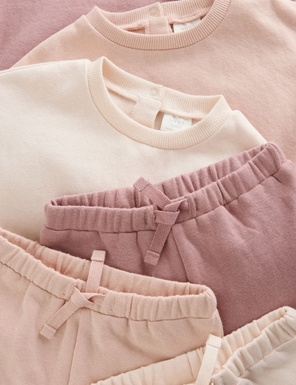 Cream/Pink Baby Sweatshirt & Joggers 6 Piece Set
