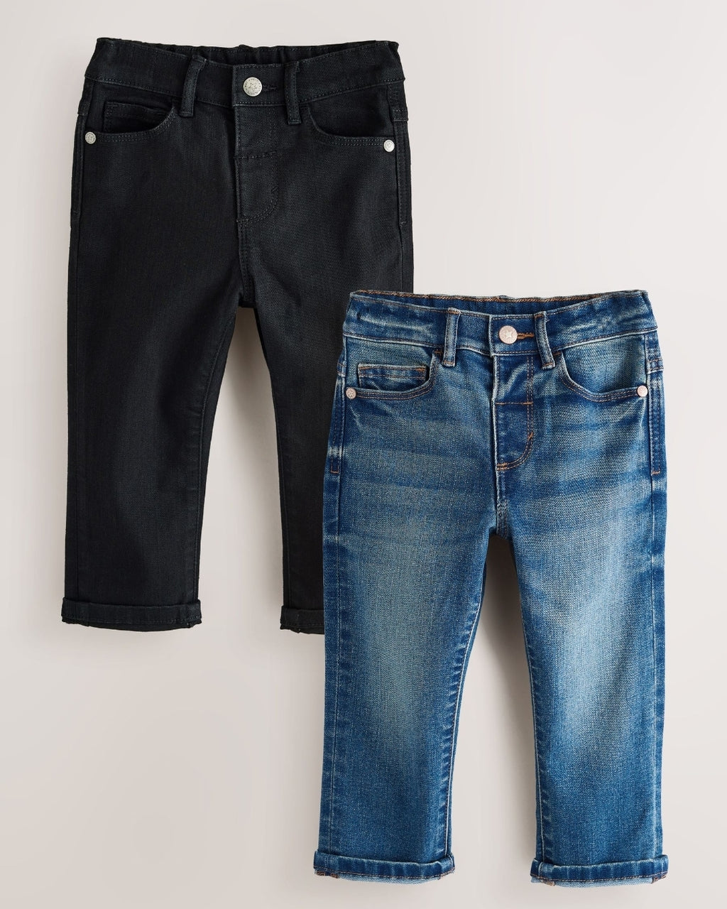Mid Blue/Black Denim Regular Fit 2 Pack Regular Fit Comfort Stretch