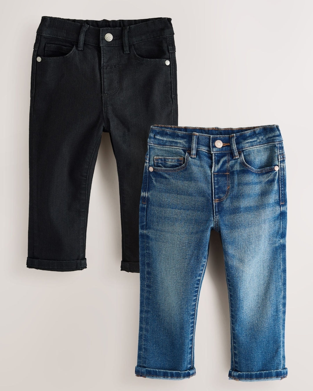 Mid Blue/Black Denim Regular Fit 2 Pack Regular Fit Comfort Stretch