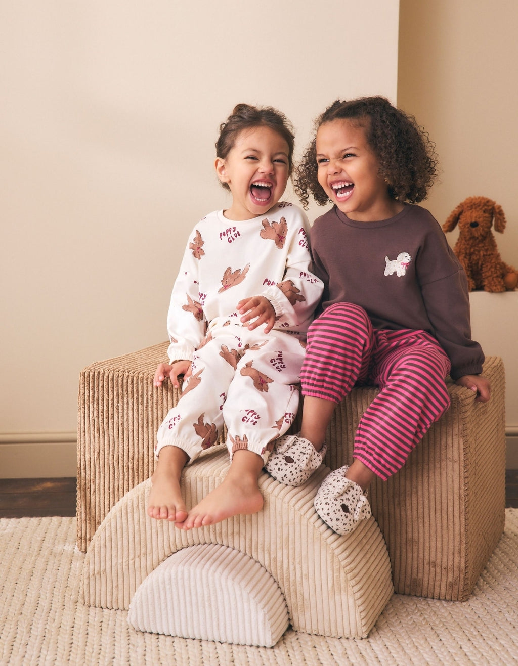Brown/Cream Jogger Pyjamas 2 Pack