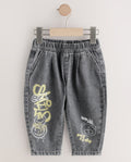 Grey Graffiti Barrel Jeans