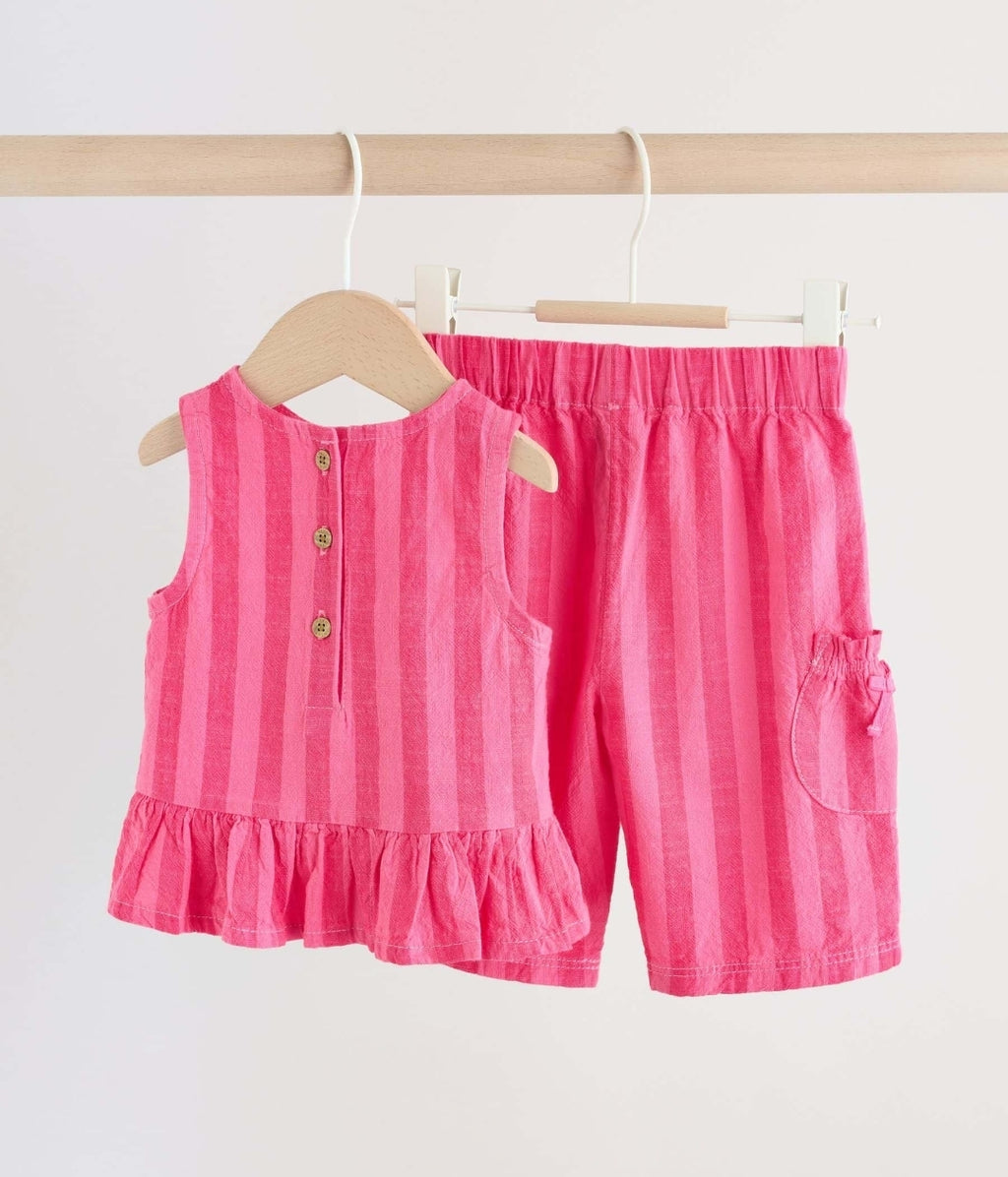 Red Stripe Baby Woven Top and Trousers Set 2 Piece