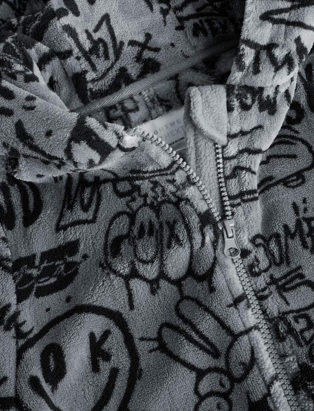 Grey/Black Grafitti Fleece All-In-One