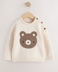 Neutral Bear Character Knitted Crew Neck Jumper