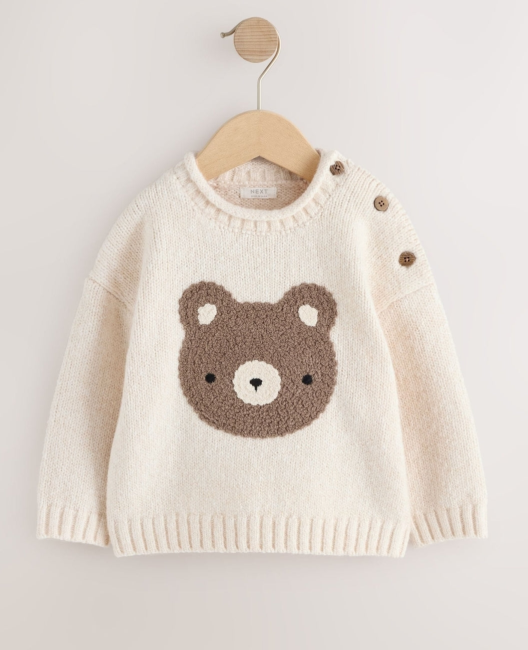 Neutral Bear Character Knitted Crew Neck Jumper