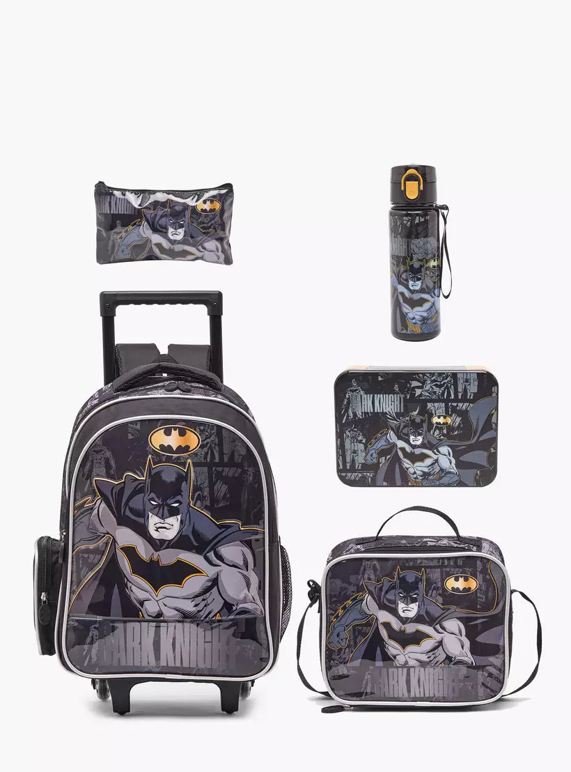 Batman Print 5-Piece School Trolley Bag Set 16 inches
