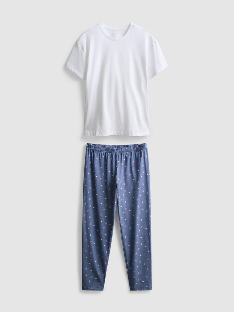 T-Shirt and Gingham Bottoms Pyjamas