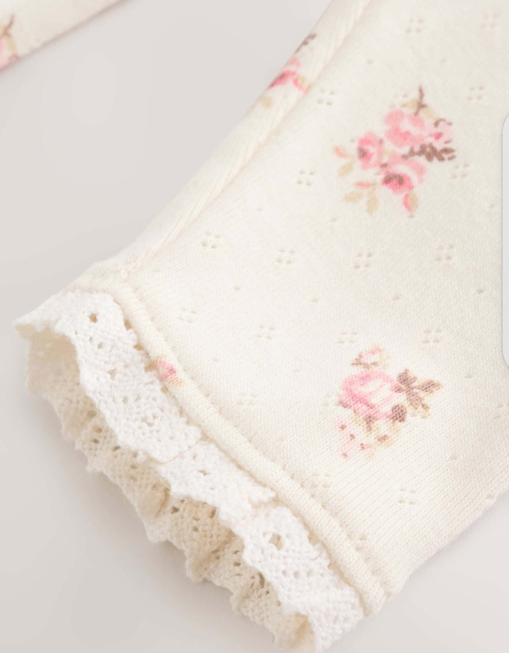 White Floral Bodysuit, Legging with Pink Knitted Cardigan Baby