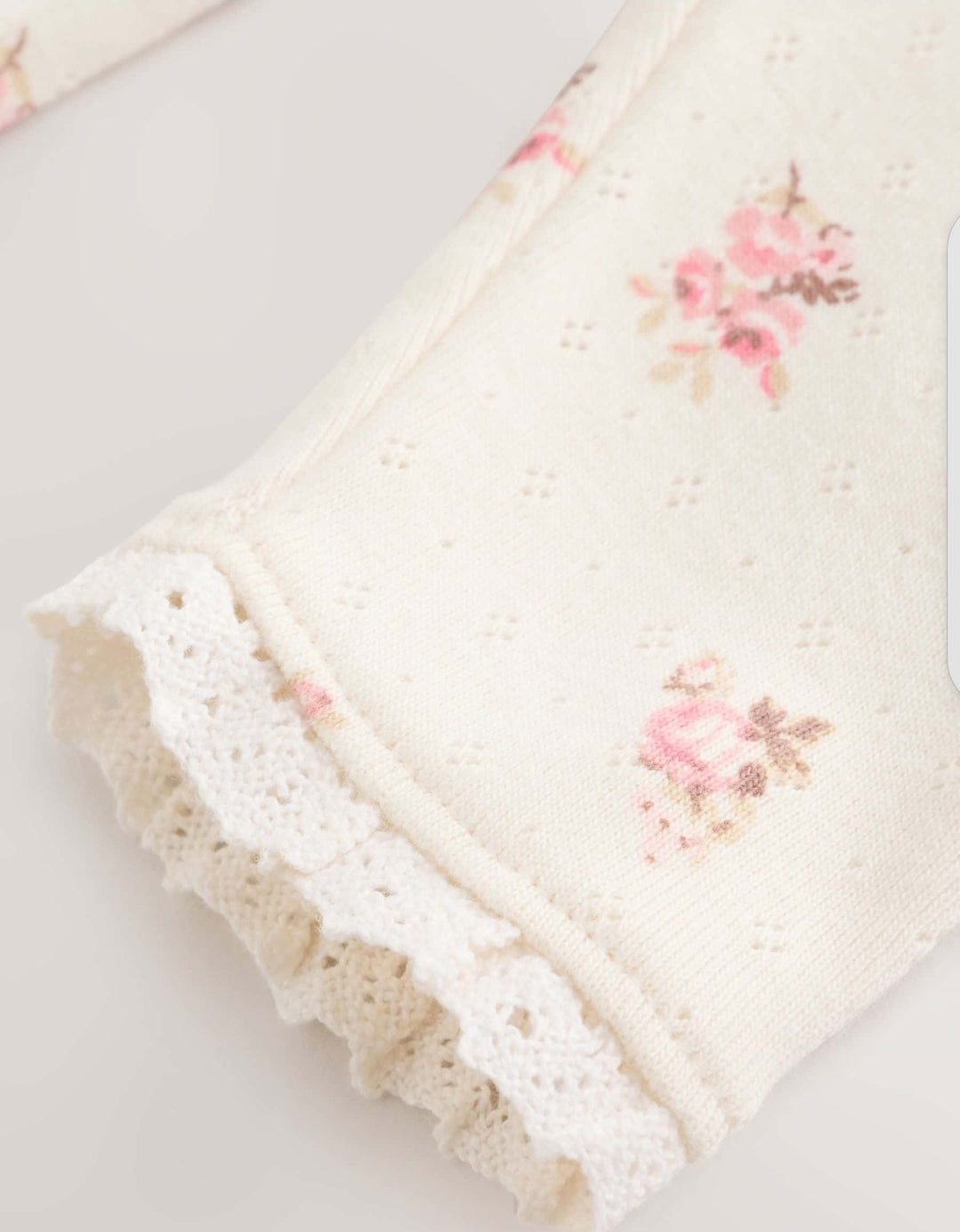 White Floral Bodysuit, Legging with Pink Knitted Cardigan Baby