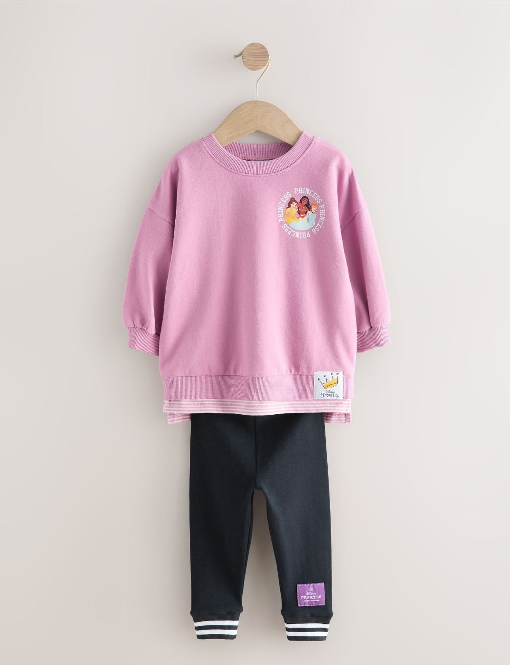 Purple Disney Princess Long Sleeve Mock Layer Top and Leggings Set