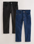 Dark Blue/ Black Denim Regular Fit Stretch Jeans 2 Pack