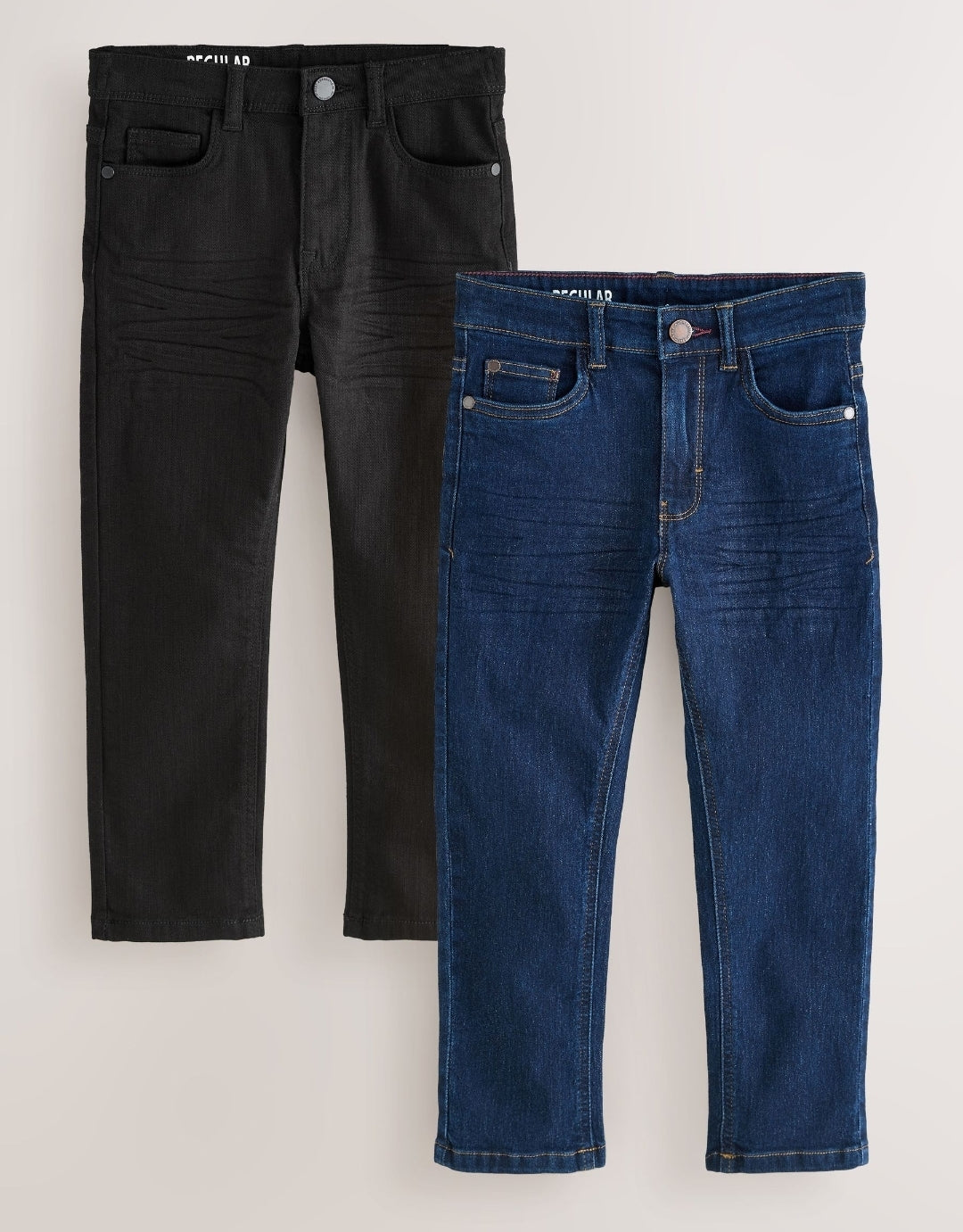 Dark Blue/ Black Denim Regular Fit Stretch Jeans 2 Pack