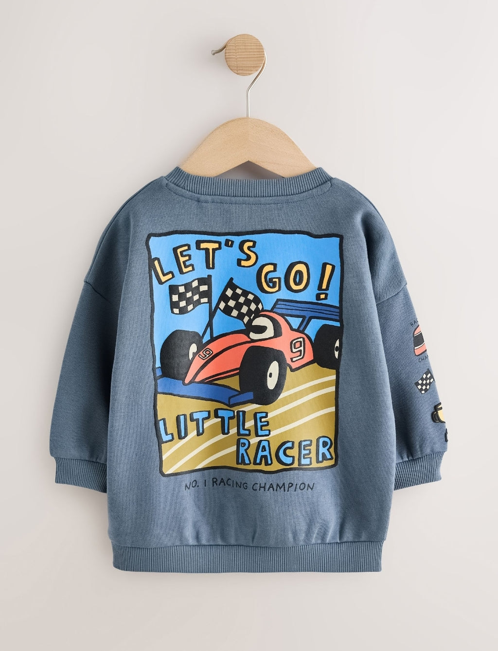 Grey Back Printed Crew Neck Sweat Top