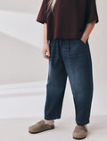 Dark Wash Jersey Denim Baggy Loose Fit Jeans
