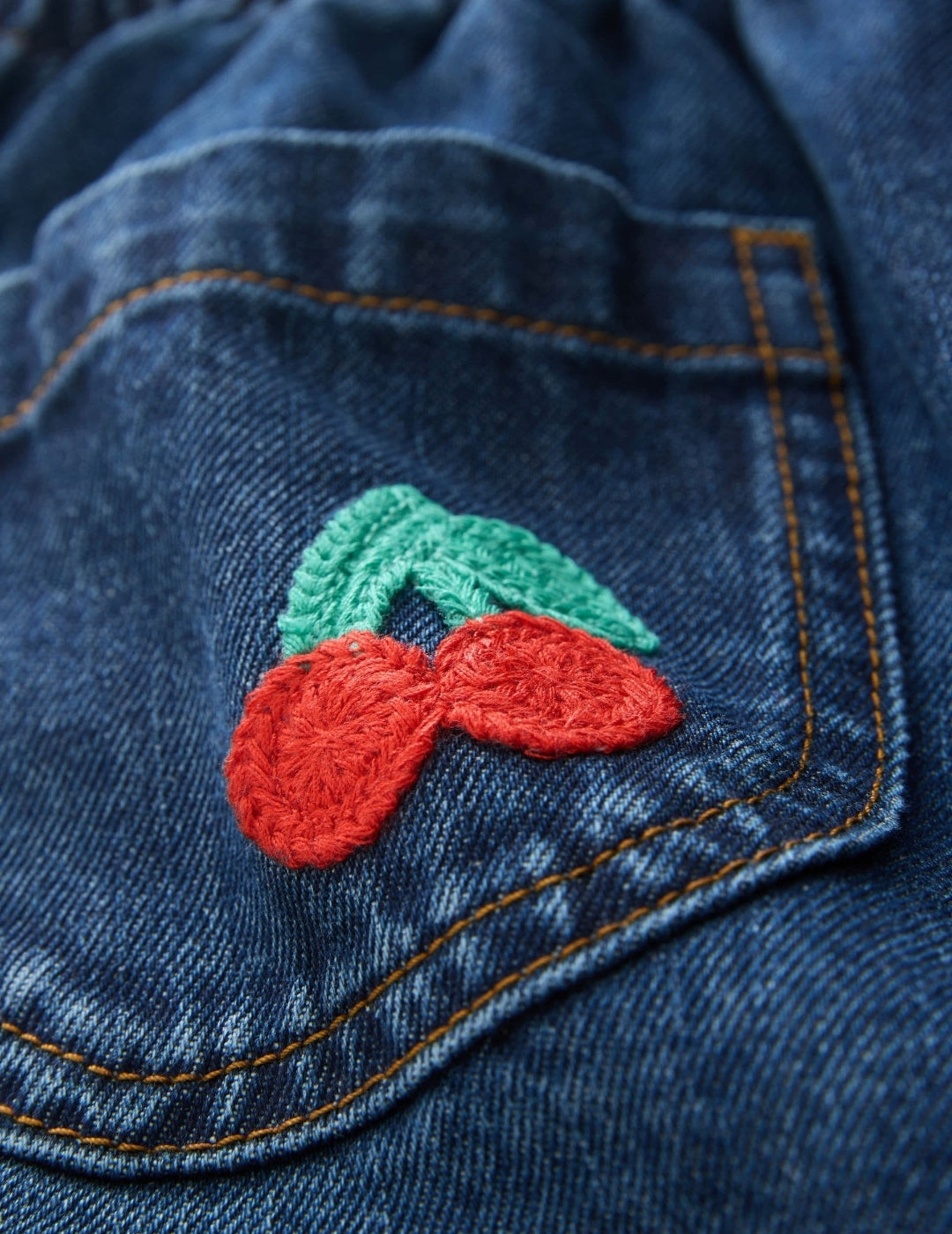 Rainbow Cherry Crochet Embroidered
Barrel Jeans