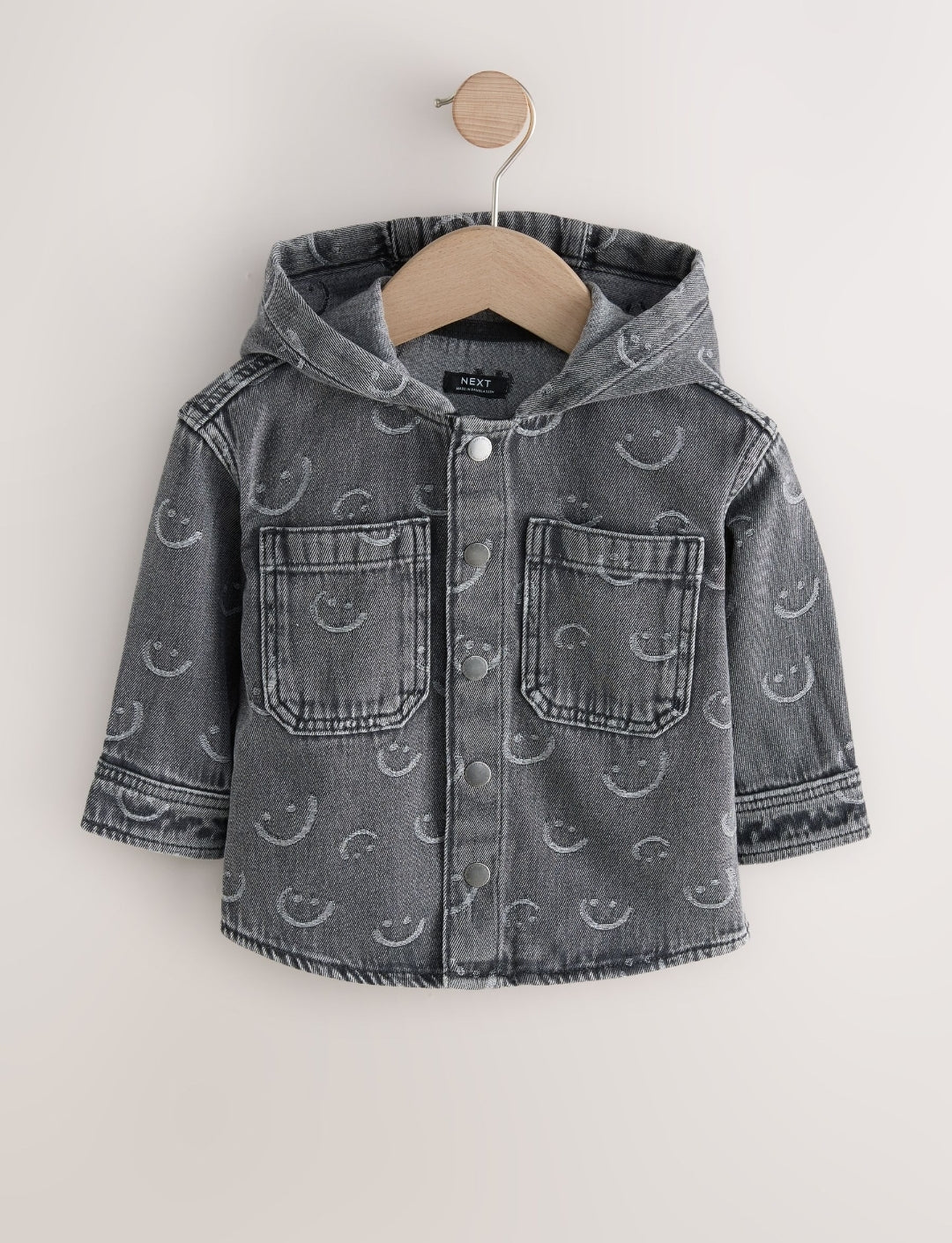 Grey Face Denim Hooded Overshirt