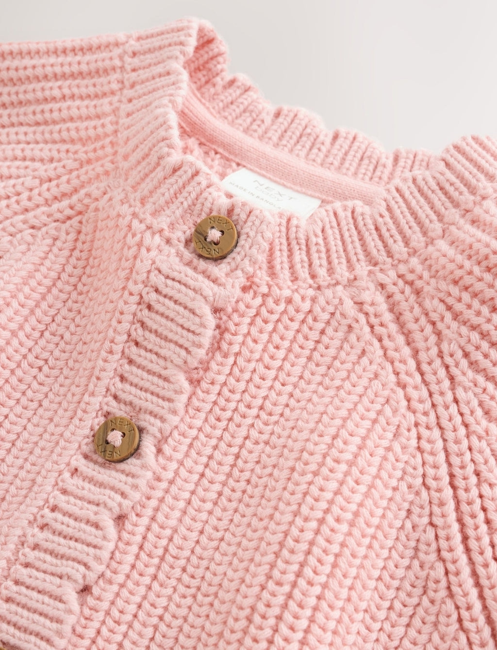 Pink Scallop Hem Knitted Baby Cardigan