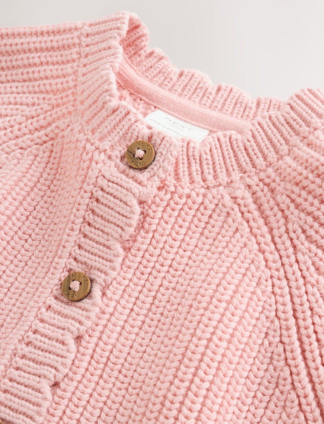 Pink Scallop Hem Knitted Baby Cardigan