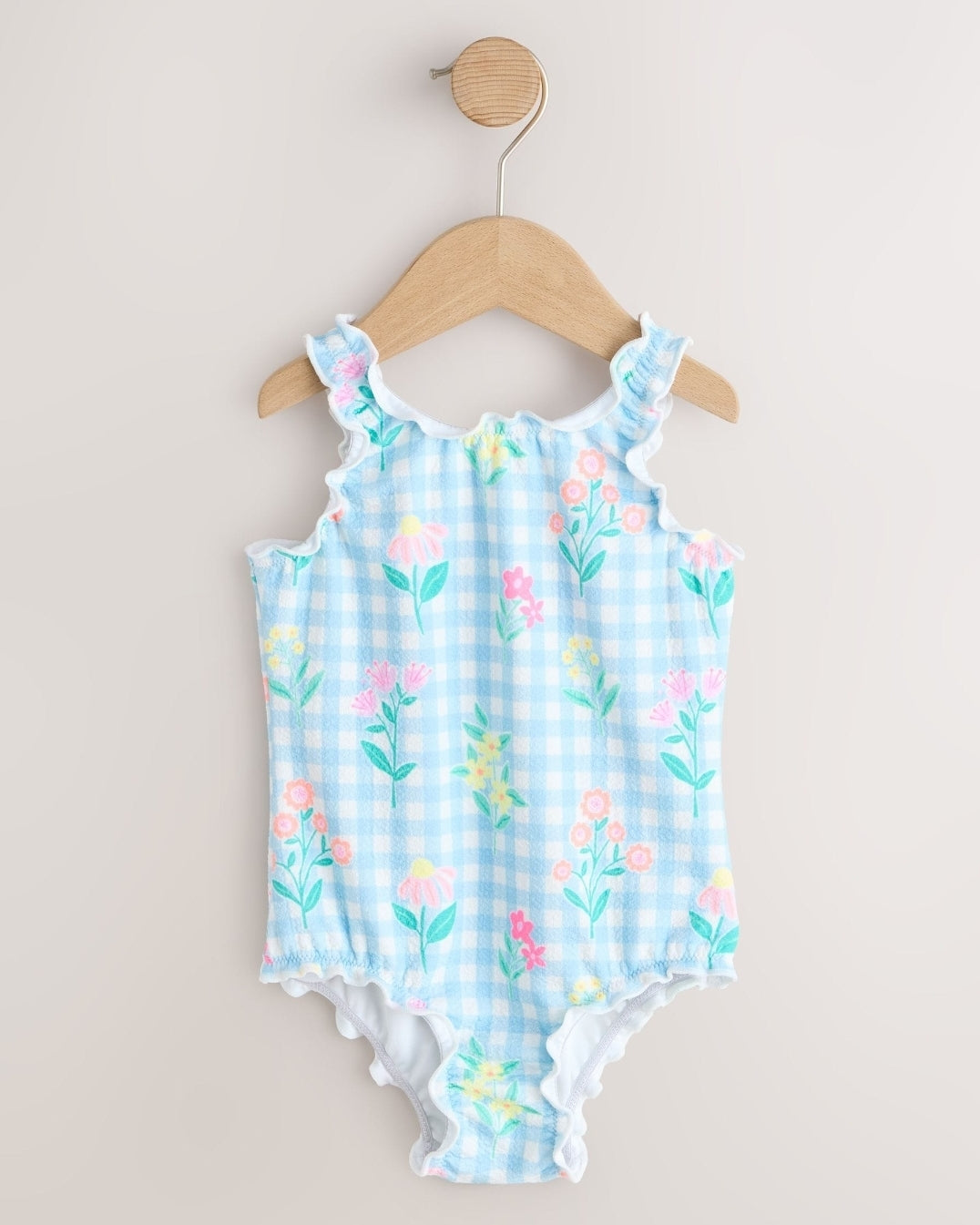 Blue Floral Gingham Lettuce Edge
Swimsuit