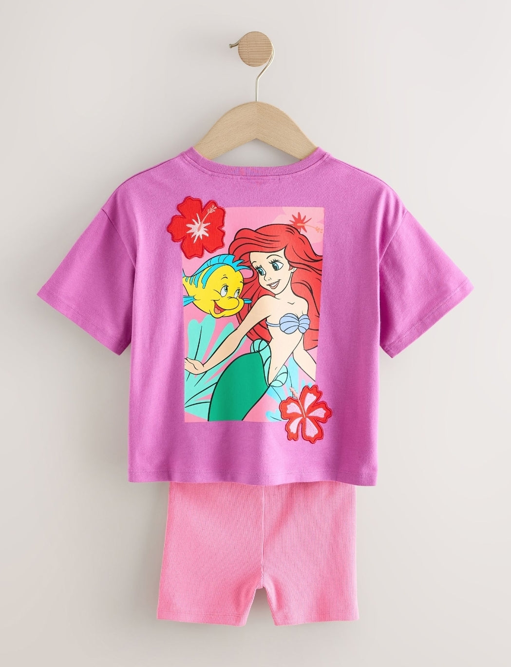 Purple Disney Little Mermaid Short Sleeve T-Shirt and Rib Cycle Short