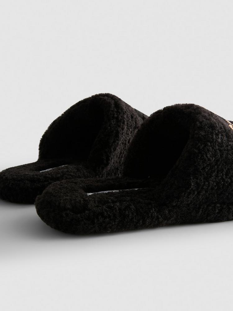 Primark Snaffle Bit Borg Mule Slippers Open