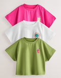Pink/Green Boxy Graphic T-Shirts 
3Pack
