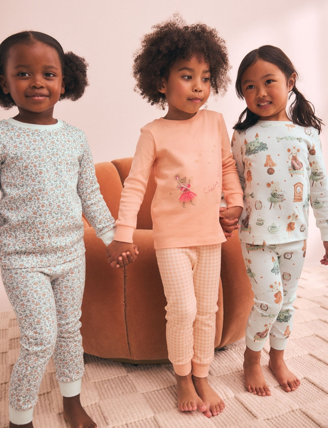 Ecru/Peach Snuggle Pyjamas 3 Pack
