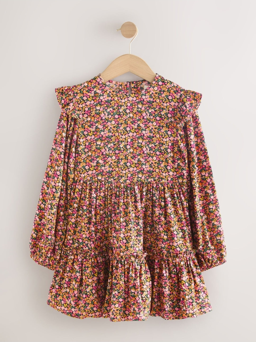 Berry Pink Ditsy Long Sleeve Ruffle
Dress