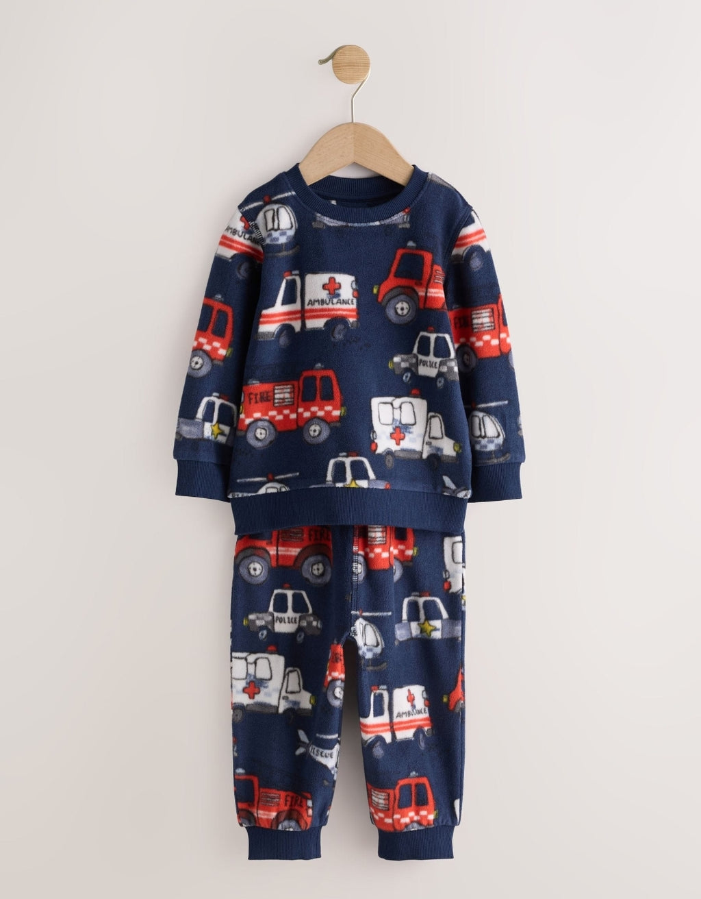 Navy Emergency Vehicles Cosy Fleece Pyjamas 2 Pack