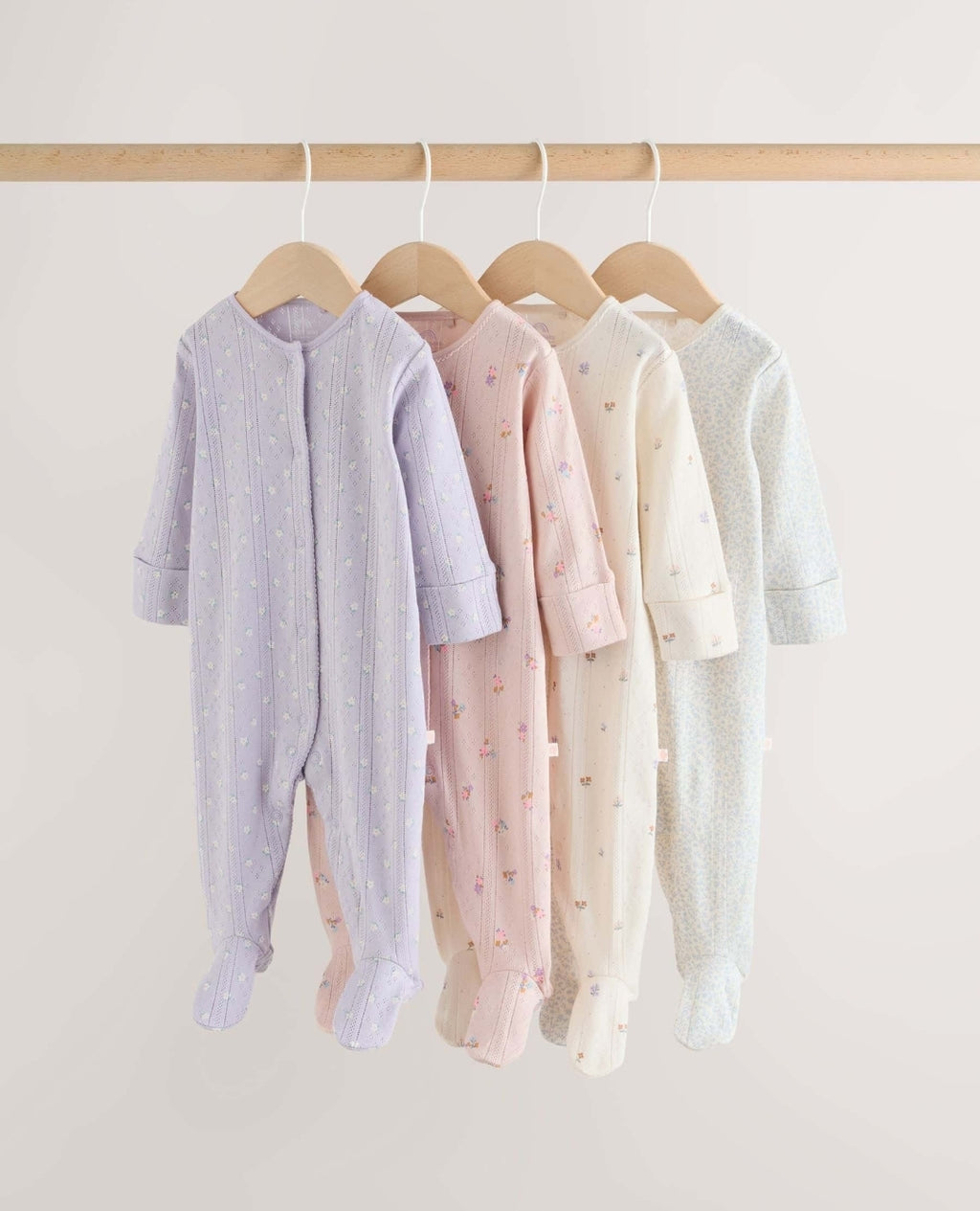 Lilac Purple Baby Sleepsuit 4 Pack