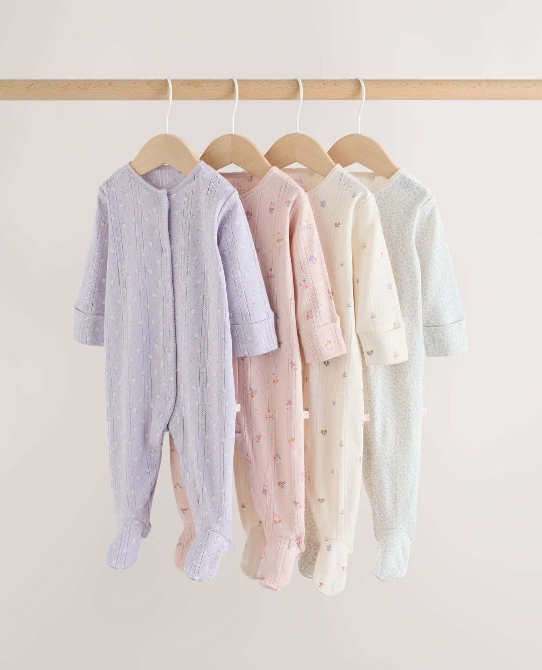 Lilac Purple Baby Sleepsuit 4 Pack