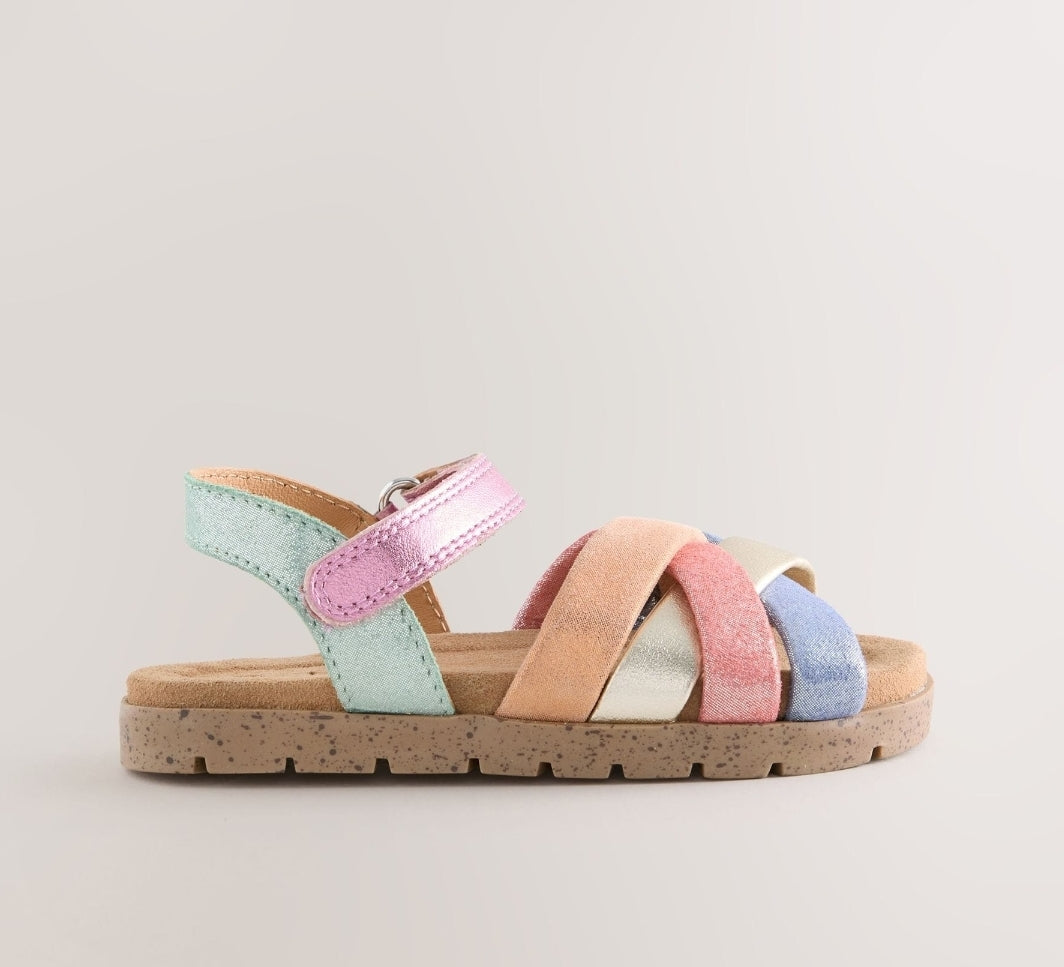 Multi Bright Leather Woven
Sandals with Touch Fastening