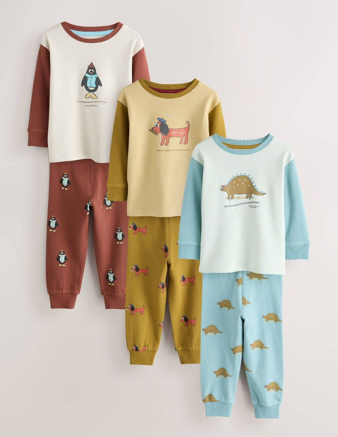 Blue/Green Animal Characters Relaxed Snuggle Pyjamas 3 Pack