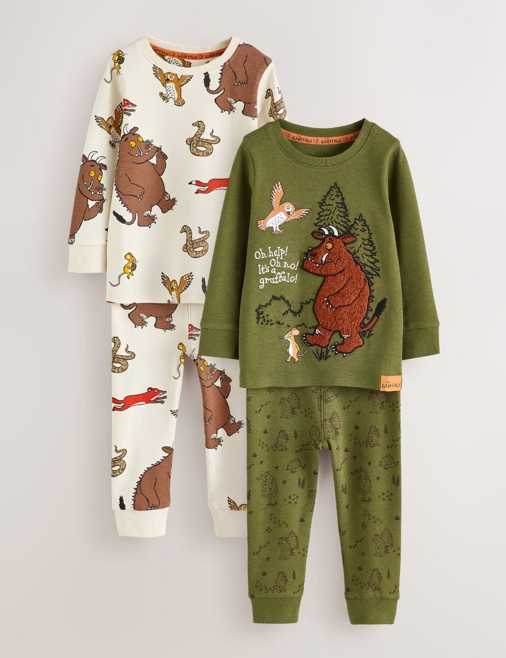 Green/Ecru Gruffalo Snuggle Pyjamas 2 Pack