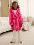 Pink/Red Stripe Fleece Dressing Gown