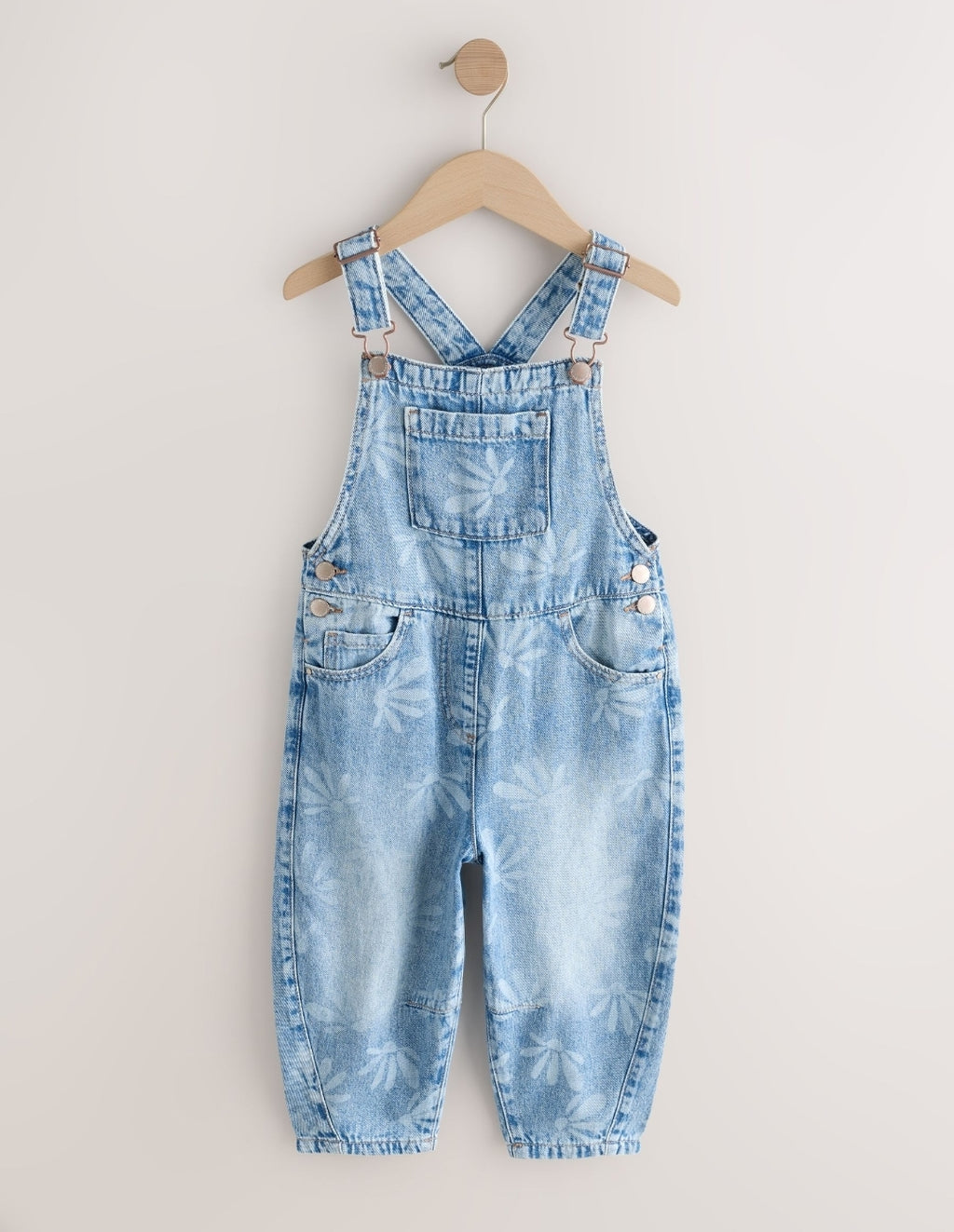 Mid Blue Daisy Printed Dungaree