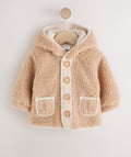 Caramel Borg Hooded Fleece Lined Baby Jacket
