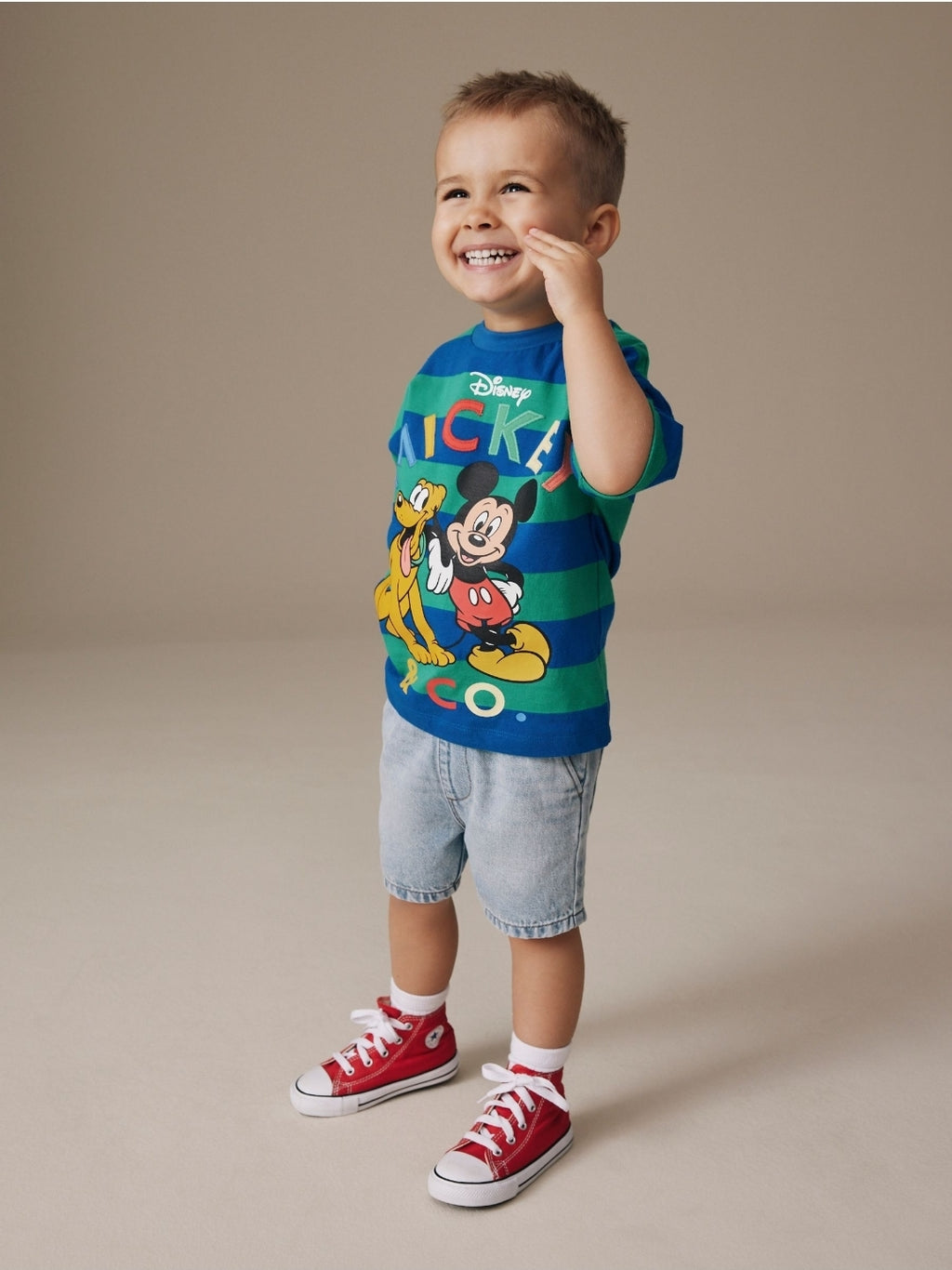 Blue/Green Mickey Mouse Short
Sleeve T-Shirt