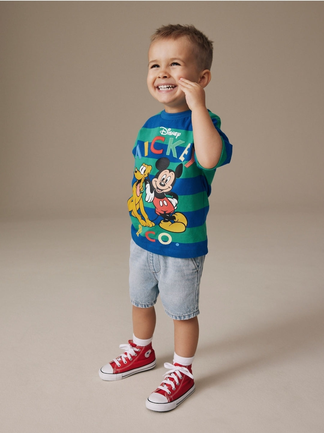 Blue/Green Mickey Mouse Short
Sleeve T-Shirt