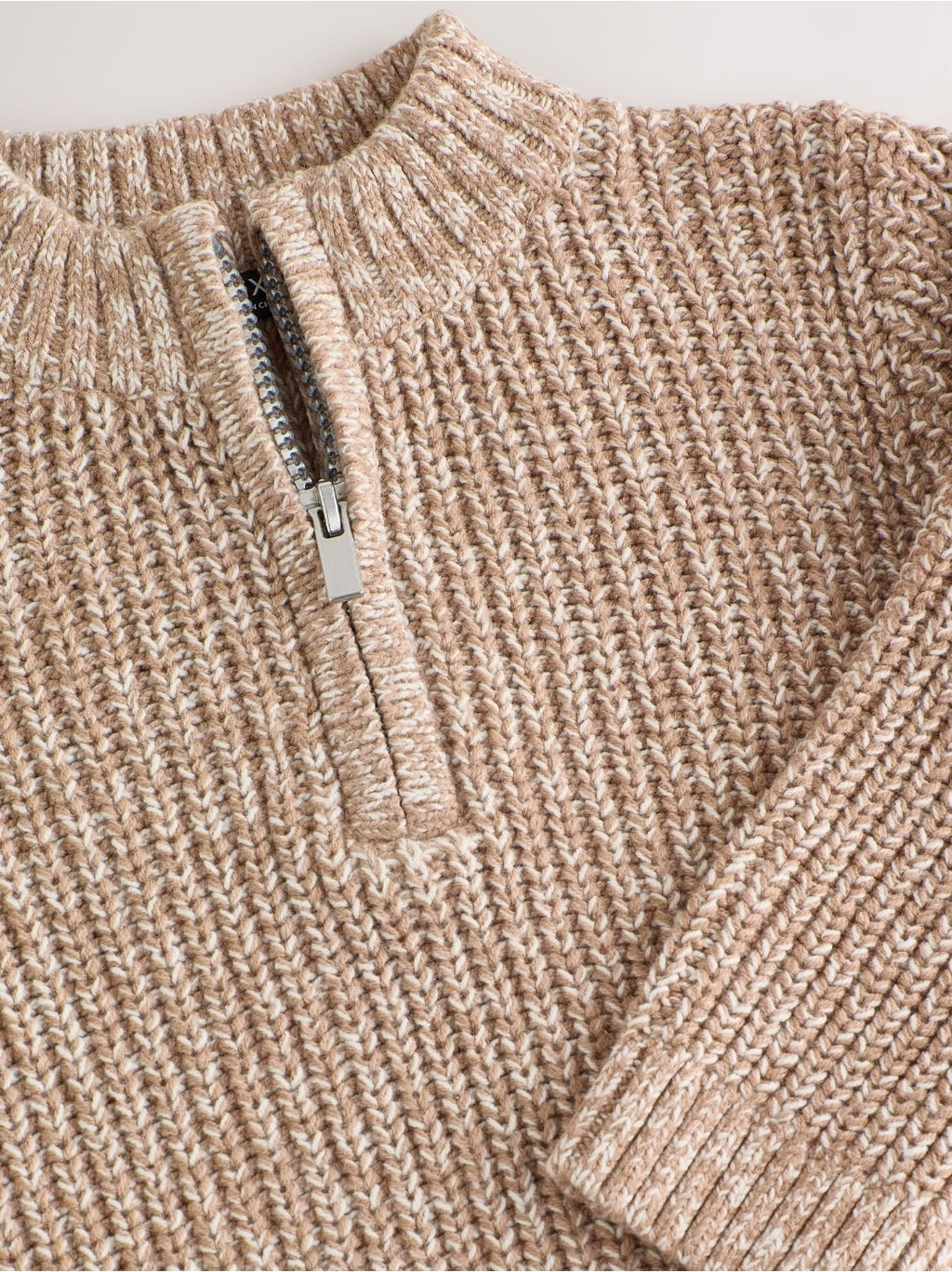 Beige Zip Neck Knitted Cable
Jumper