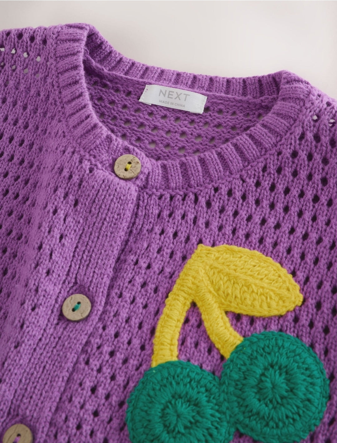 Purple Cherry Crochet Cardigan