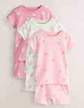 Pink Bow and Heart Print Short Pyjamas 3 Pack