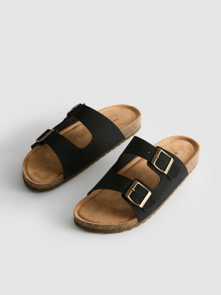 Double Buckle Strap Mule Sandals