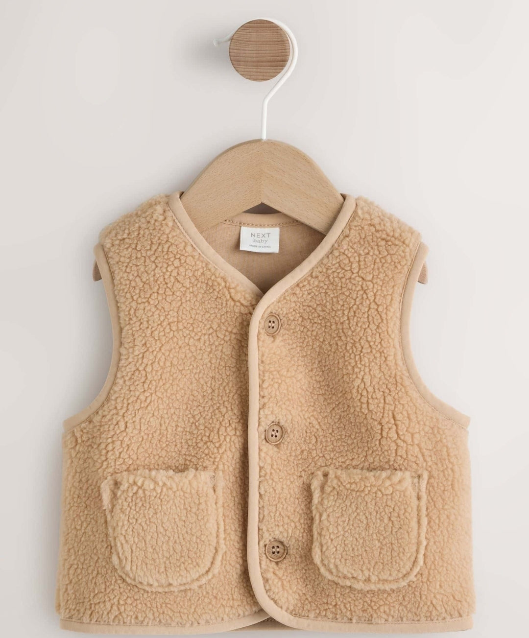 Toffee Brown Borg Baby Gilet