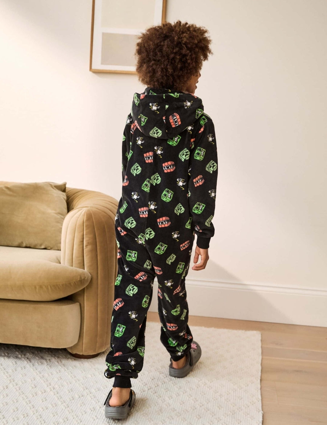 Black Minecraft Fleece All-In-One