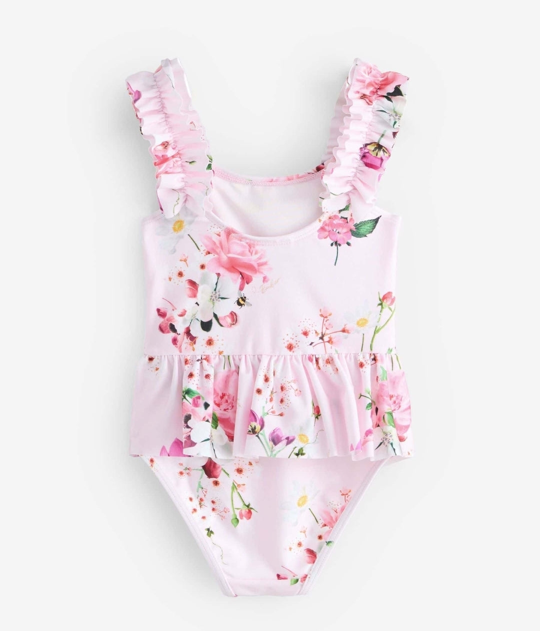 Baker by Ted Baker Pink Floral Frill Peplum Swimsuit