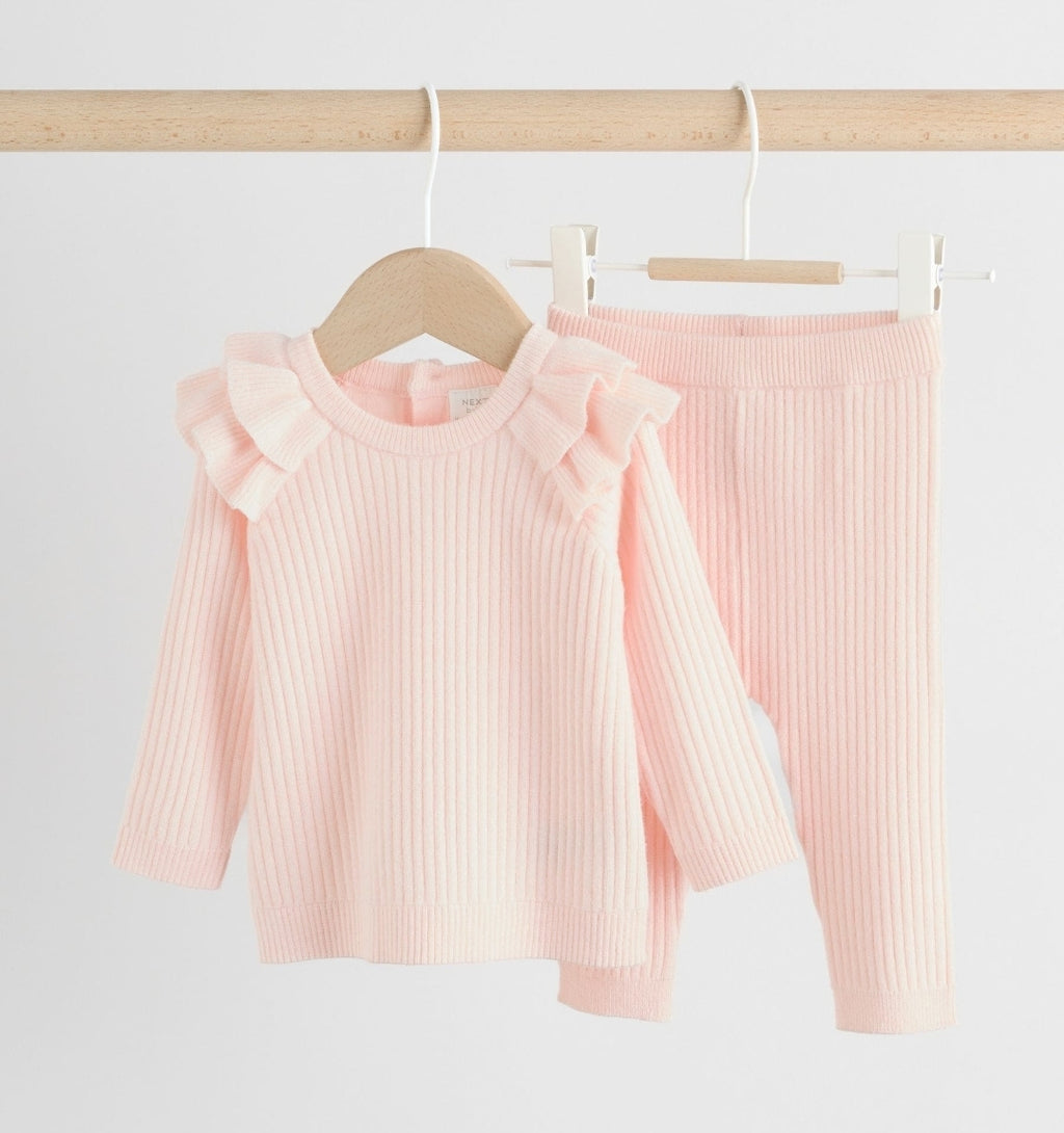 Light Pink Baby Knitted Jumper and Leggings Set 2 Piece