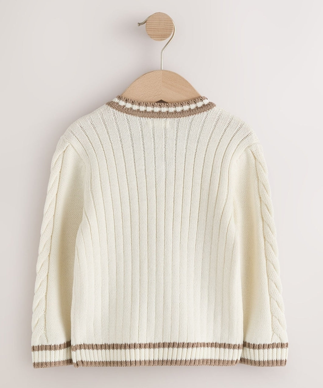Cream Cable Knit Varsity Jumper