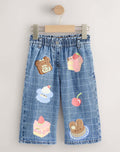 Dog Cake Print Wide Leg Jeans